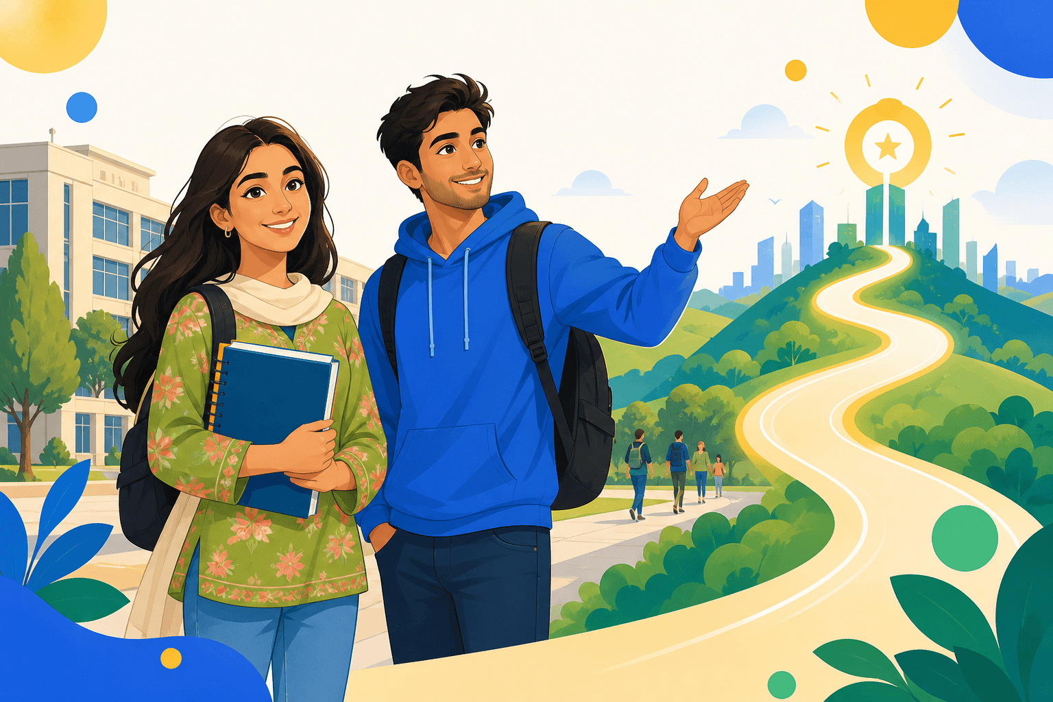 Pakistani university students exploring their future together